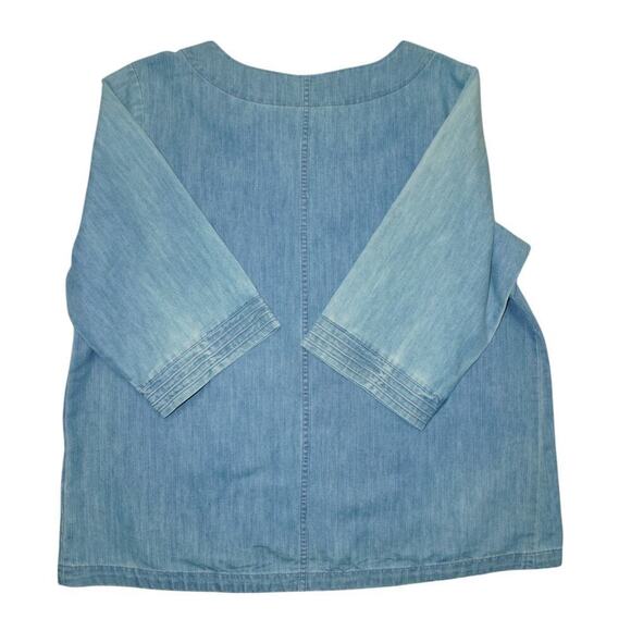 Martha Stewart  Denim Tunic Top Size XXL  Chambray Blue 3/4 Sleeve Shirt - Picture 3 of 3